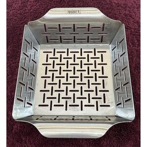Weber Stainless Steel Deluxe Small  Grilling Basket Approx 7.5"x7.5"x2.25" EUC